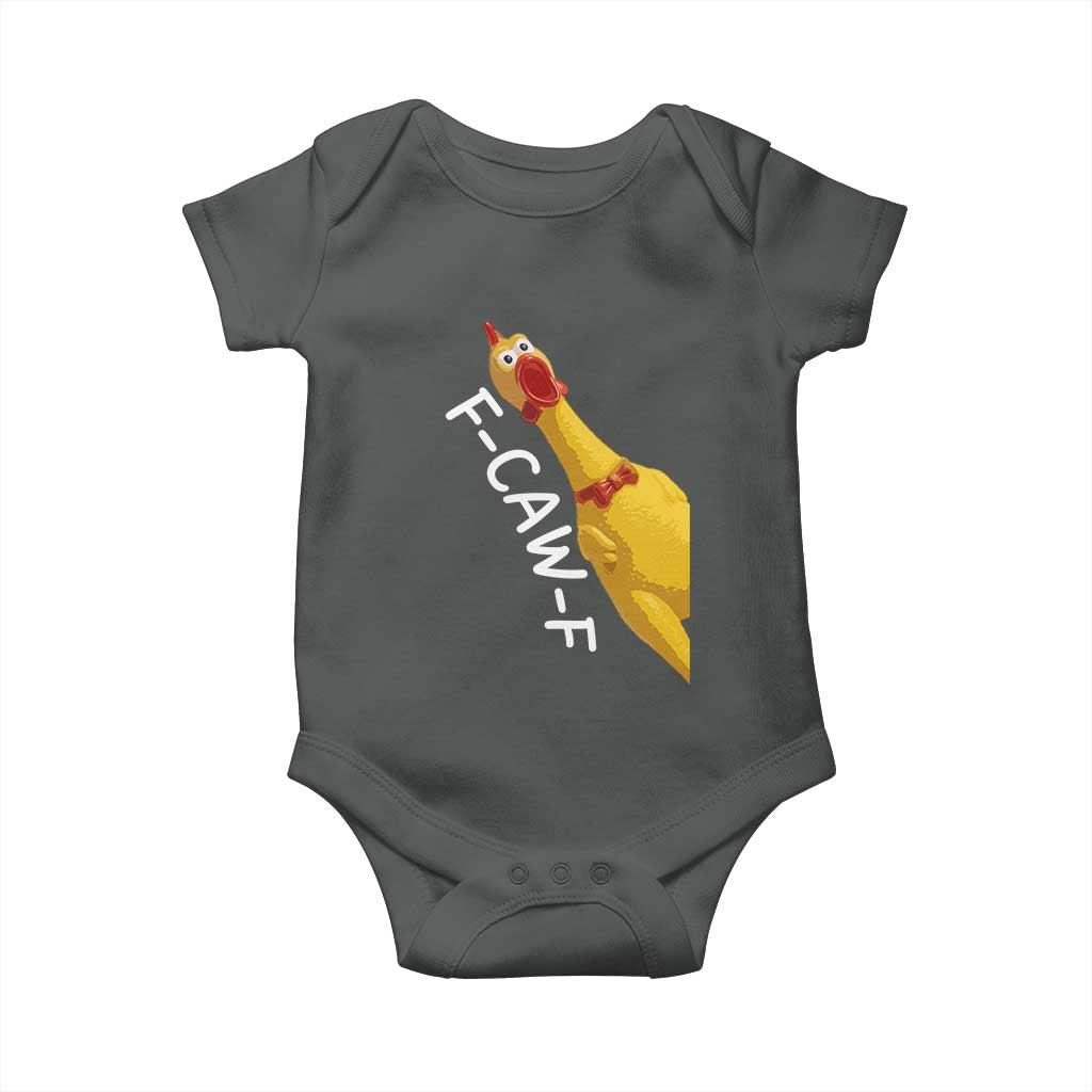 Funny F Caw F Chicken Toy Baby Onesie Poultry Humor TS11 Dark Heather Print Your Wear