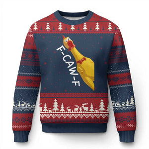 Funny F Caw F Chicken Toy Ugly Christmas Sweater Poultry Humor TS11 Navy Red Print Your Wear