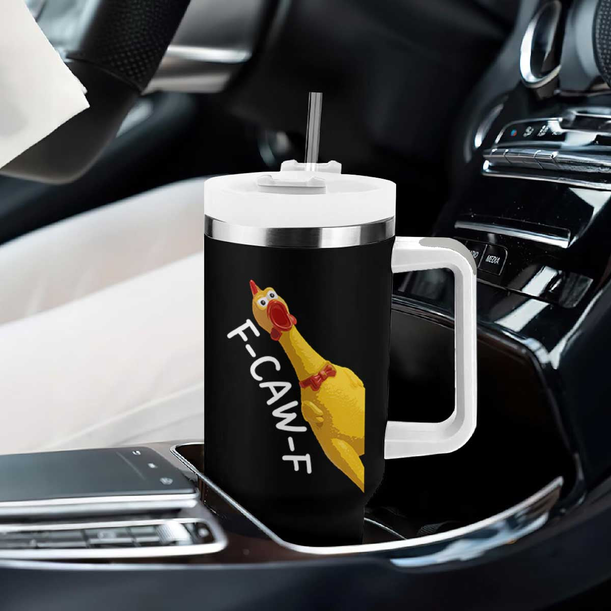 Funny F Caw F Chicken Toy Tumbler With Handle Poultry Humor TS11 Print Your Wear
