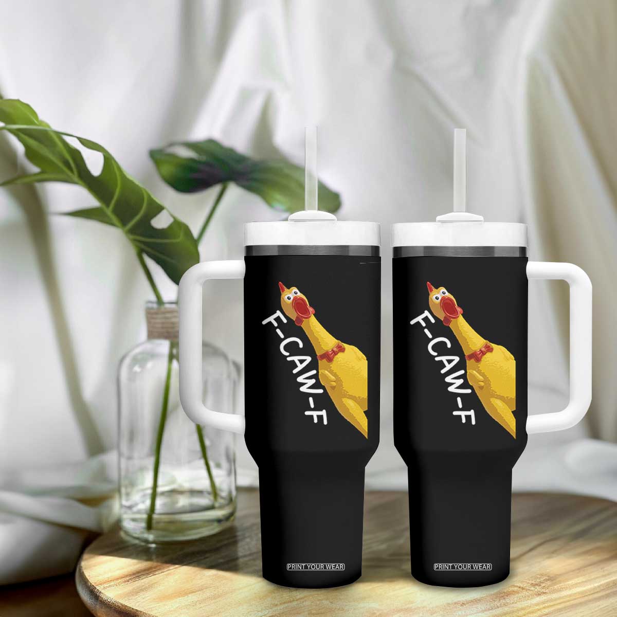 Funny F Caw F Chicken Toy Tumbler With Handle Poultry Humor TS11 Print Your Wear