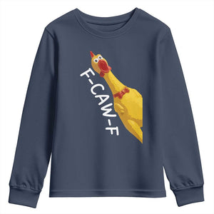Funny F Caw F Chicken Toy Youth Sweatshirt Poultry Humor TS11 Navy Print Your Wear