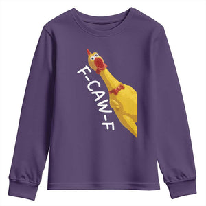 Funny F Caw F Chicken Toy Youth Sweatshirt Poultry Humor TS11 Purple Print Your Wear
