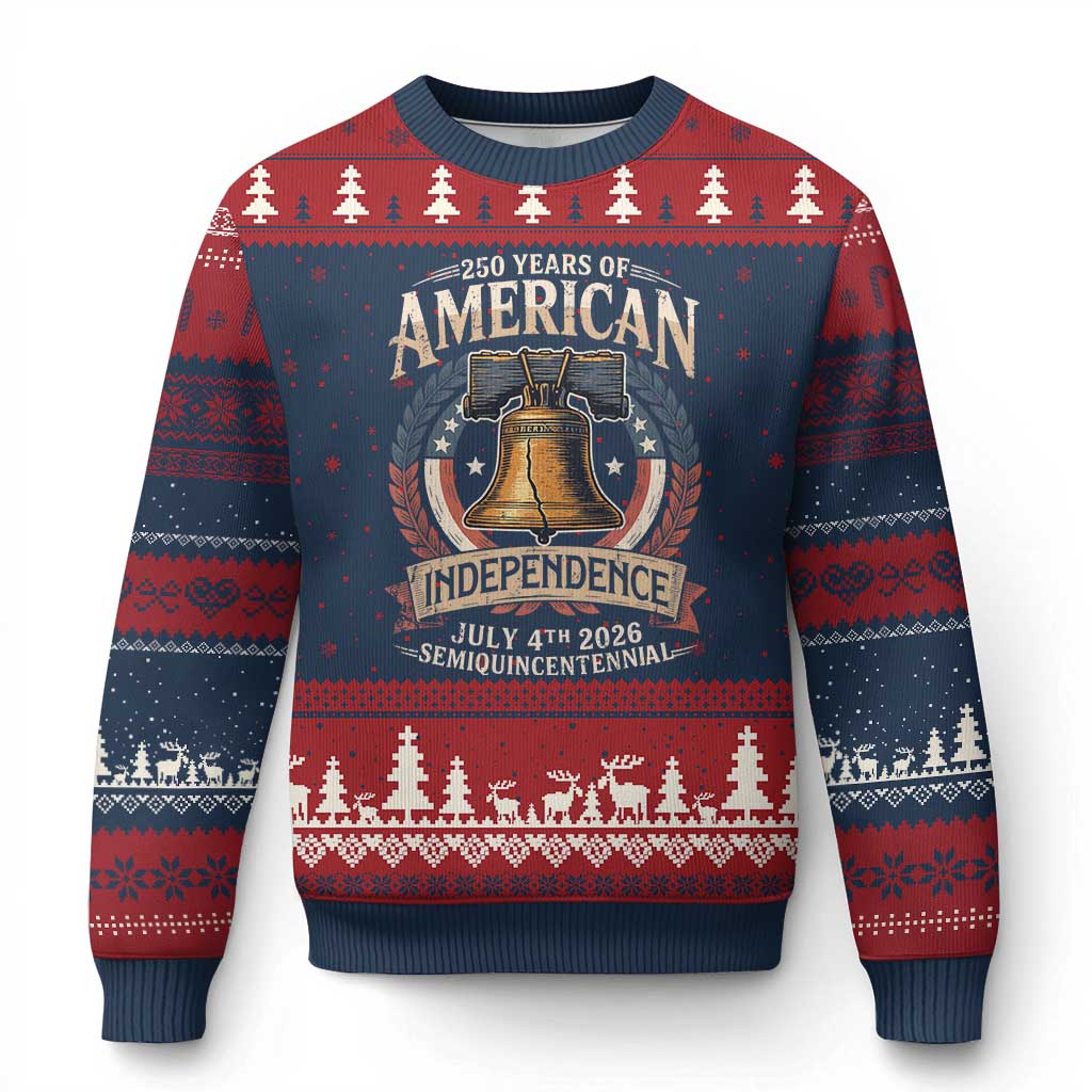 250 years Of America Independence Ugly Christmas Sweater 250th American Anniversary Liberty Bell TS11 Navy Red Print Your Wear