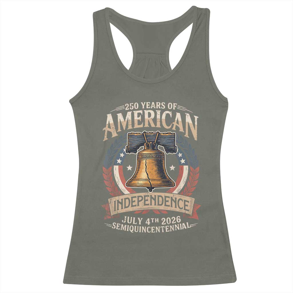 250 years Of America Independence Racerback Tank Top 250th American Anniversary Liberty Bell TS11 Military Green Print Your Wear