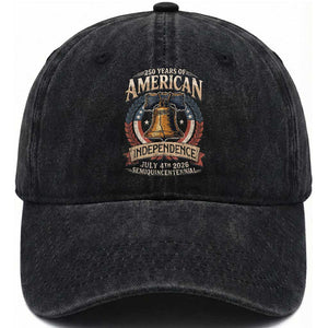 250 years Of America Independence Washed Cotton Baseball Cap 250th American Anniversary Liberty Bell TS11 Washed Cap Universal Fit Black Print Your Wear