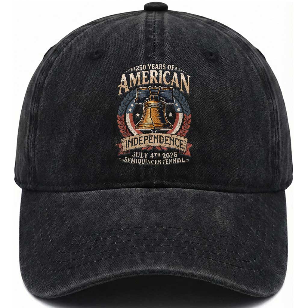 250 years Of America Independence Washed Cotton Baseball Cap 250th American Anniversary Liberty Bell TS11 Washed Cap Universal Fit Black Print Your Wear