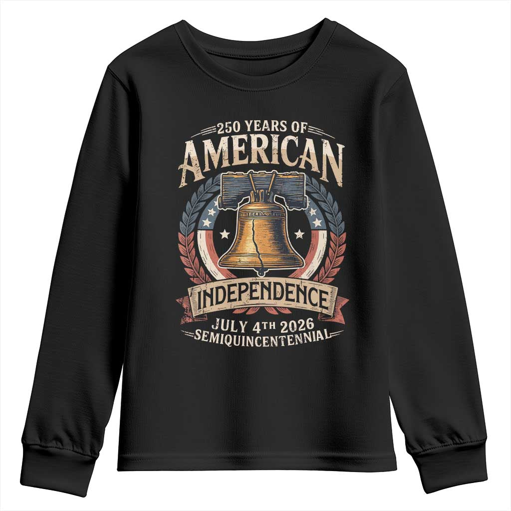 250 years Of America Independence Youth Sweatshirt 250th American Anniversary Liberty Bell TS11 Black Print Your Wear