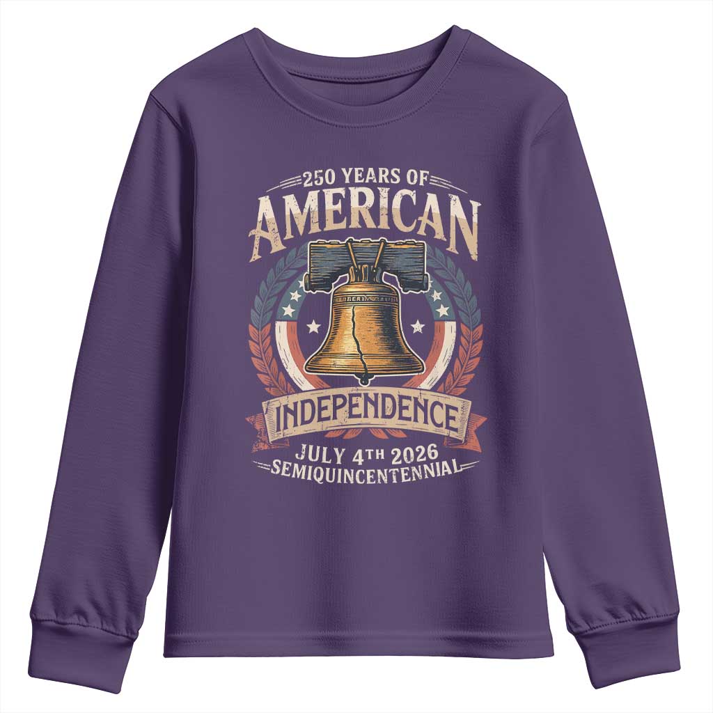 250 years Of America Independence Youth Sweatshirt 250th American Anniversary Liberty Bell TS11 Purple Print Your Wear