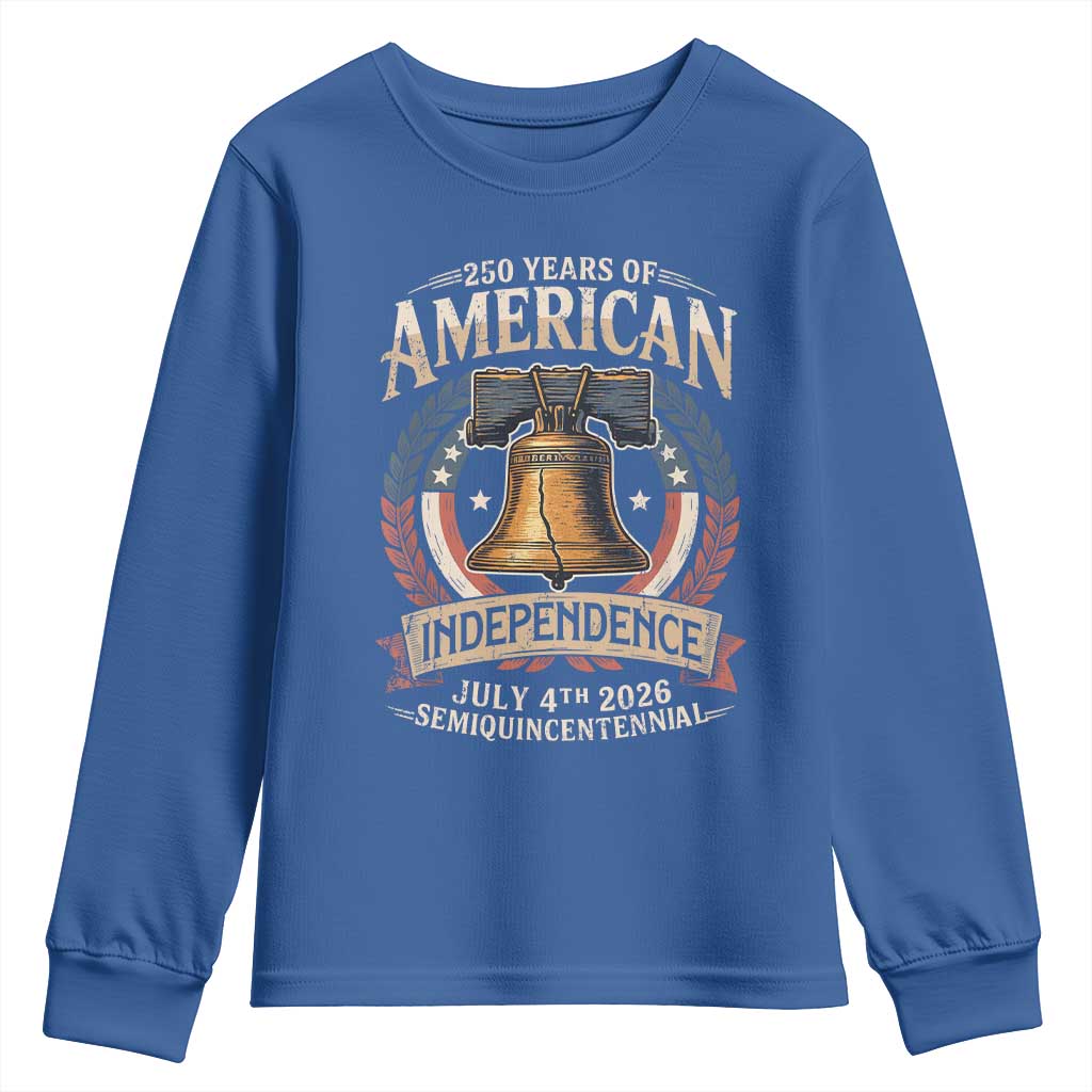 250 years Of America Independence Youth Sweatshirt 250th American Anniversary Liberty Bell TS11 Royal Blue Print Your Wear