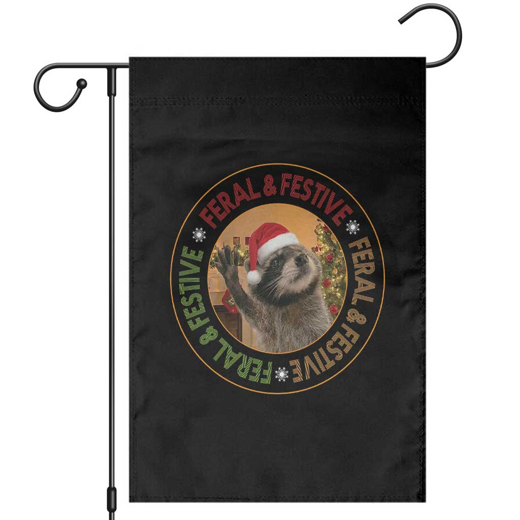 Funny Christmas Pedro The Racoon Garden Flag Feral And Festive Xmas Santa Trash Panda TS11 Black Print Your Wear
