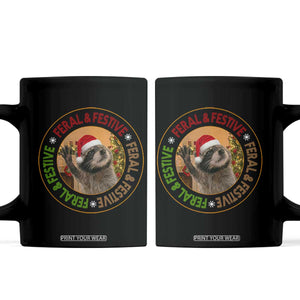 Funny Christmas Pedro The Racoon Coffee Mug Feral And Festive Xmas Santa Trash Panda TS11 Black Print Your Wear