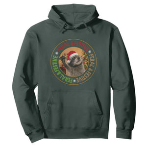 Funny Christmas Pedro The Racoon Hoodie Feral And Festive Xmas Santa Trash Panda TS11 Dark Forest Green Print Your Wear