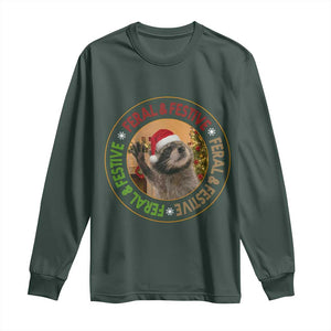 Funny Christmas Pedro The Racoon Long Sleeve Shirt Feral And Festive Xmas Santa Trash Panda TS11 Dark Forest Green Print Your Wear