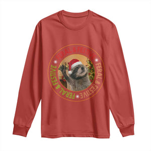 Funny Christmas Pedro The Racoon Long Sleeve Shirt Feral And Festive Xmas Santa Trash Panda TS11 Red Print Your Wear