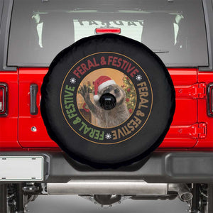 Funny Christmas Pedro The Racoon Spare Tire Cover Feral And Festive Xmas Santa Trash Panda TS11 Black Print Your Wear