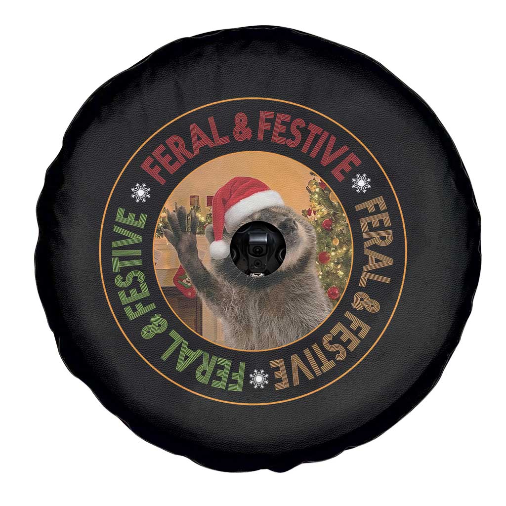Funny Christmas Pedro The Racoon Spare Tire Cover Feral And Festive Xmas Santa Trash Panda TS11 Print Your Wear
