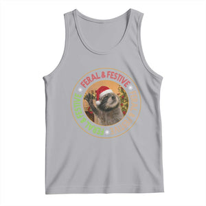 Funny Christmas Pedro The Racoon Tank Top Feral And Festive Xmas Santa Trash Panda TS11 Athletic Heather Print Your Wear