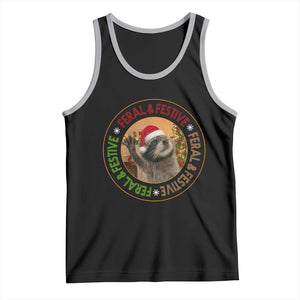 Funny Christmas Pedro The Racoon Tank Top Feral And Festive Xmas Santa Trash Panda TS11 Black Athletic Heather Print Your Wear
