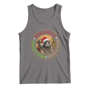 Funny Christmas Pedro The Racoon Tank Top Feral And Festive Xmas Santa Trash Panda TS11 Deep Heather Print Your Wear