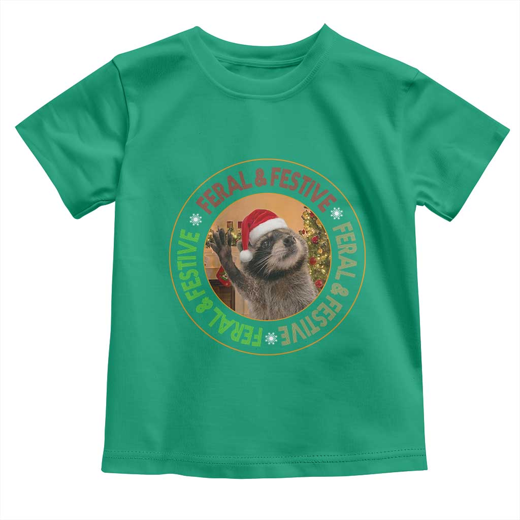 Funny Christmas Pedro The Racoon Toddler T Shirt Feral And Festive Xmas Santa Trash Panda TS11 Irish Green Print Your Wear