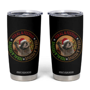 Funny Christmas Pedro The Racoon Tumbler Cup Feral And Festive Xmas Santa Trash Panda TS11 Black Print Your Wear