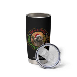 Funny Christmas Pedro The Racoon Tumbler Cup Feral And Festive Xmas Santa Trash Panda TS11 Print Your Wear