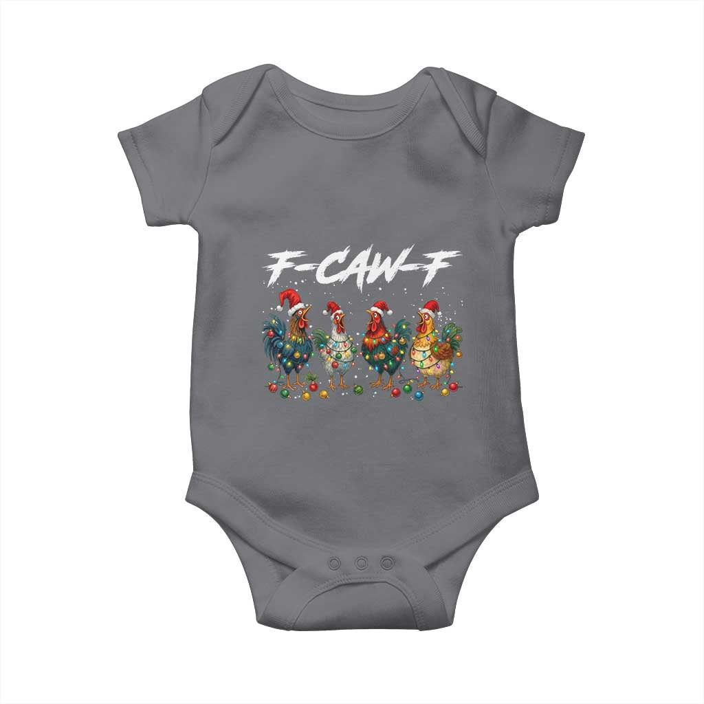Funny F Caw F Chicken Christmas Baby Onesie Xmas Rooster Meme Poultry Farm TS11 Charcoal Print Your Wear