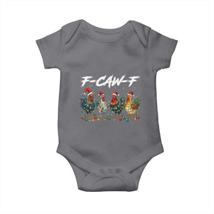 Funny F Caw F Chicken Christmas Baby Onesie Xmas Rooster Meme Poultry Farm TS11 Charcoal Print Your Wear