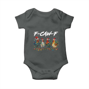 Funny F Caw F Chicken Christmas Baby Onesie Xmas Rooster Meme Poultry Farm TS11 Dark Heather Print Your Wear