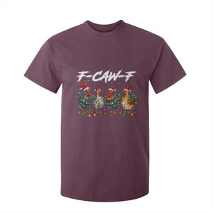 Funny F Caw F Chicken Christmas T Shirt For Kid Xmas Rooster Meme Poultry Farm TS11 Maroon Print Your Wear