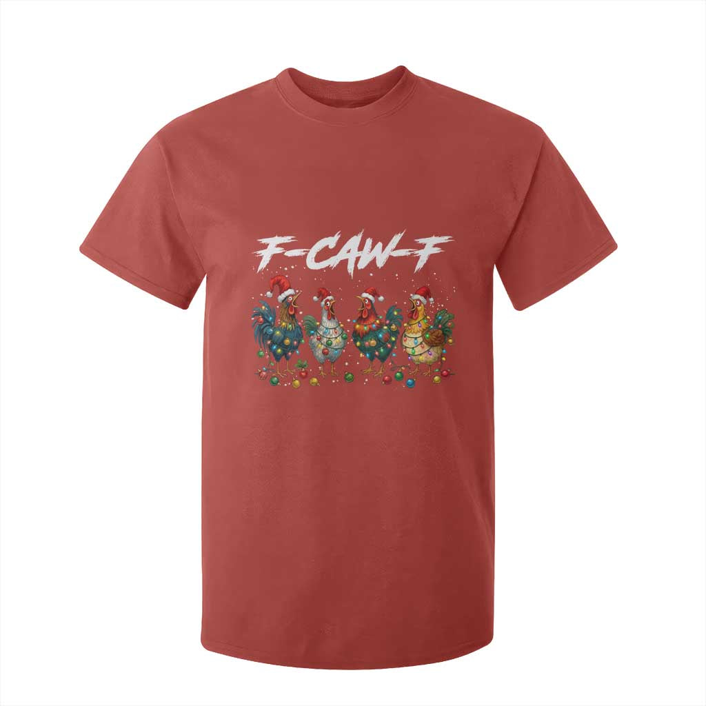 Funny F Caw F Chicken Christmas T Shirt For Kid Xmas Rooster Meme Poultry Farm TS11 Red Print Your Wear