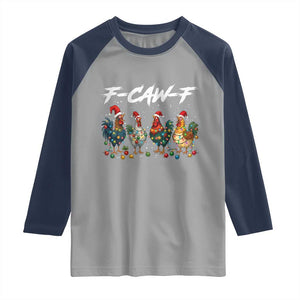 Funny F Caw F Chicken Christmas Raglan Shirt Xmas Rooster Meme Poultry Farm TS11 Sport Gray Navy Print Your Wear