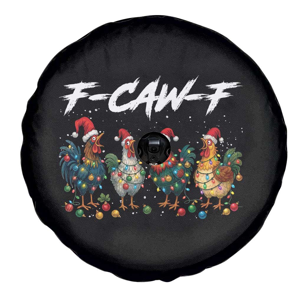 Funny F Caw F Chicken Christmas Spare Tire Cover Xmas Rooster Meme Poultry Farm TS11 Print Your Wear