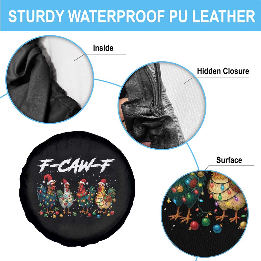 Funny F Caw F Chicken Christmas Spare Tire Cover Xmas Rooster Meme Poultry Farm TS11 Print Your Wear