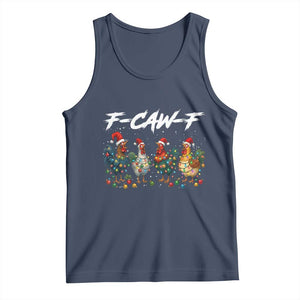 Funny F Caw F Chicken Christmas Tank Top Xmas Rooster Meme Poultry Farm TS11 Navy Print Your Wear