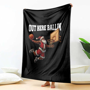 Funny Black Santa Christmas Basketball Throw Blanket Out Here Ballin Xmas Santa Sport TS11 Print Your Wear