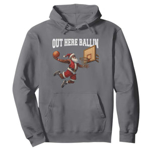 Funny Black Santa Christmas Basketball Hoodie Out Here Ballin Xmas Santa Sport TS11 Charcoal Print Your Wear