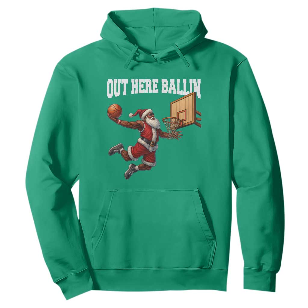Funny Black Santa Christmas Basketball Hoodie Out Here Ballin Xmas Santa Sport TS11 Irish Green Print Your Wear