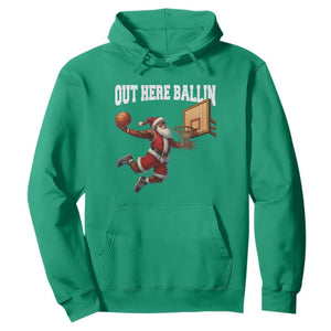 Funny Black Santa Christmas Basketball Hoodie Out Here Ballin Xmas Santa Sport TS11 Irish Green Print Your Wear