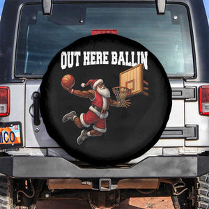 Funny Black Santa Christmas Basketball Spare Tire Cover Out Here Ballin Xmas Santa Sport TS11 No hole Black Print Your Wear