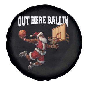 Funny Black Santa Christmas Basketball Spare Tire Cover Out Here Ballin Xmas Santa Sport TS11 Print Your Wear