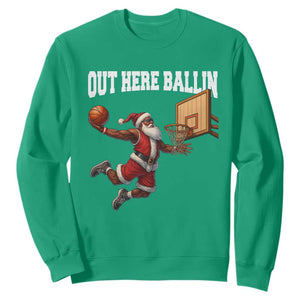 Funny Black Santa Christmas Basketball Sweatshirt Out Here Ballin Xmas Santa Sport TS11 Irish Green Print Your Wear