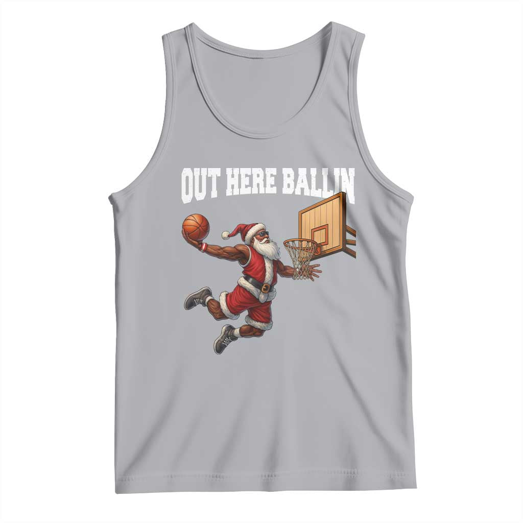 Funny Black Santa Christmas Basketball Tank Top Out Here Ballin Xmas Santa Sport - Print Your Wear