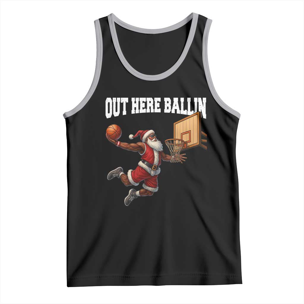 Funny Black Santa Christmas Basketball Tank Top Out Here Ballin Xmas Santa Sport TS11 Black Athletic Heather Print Your Wear