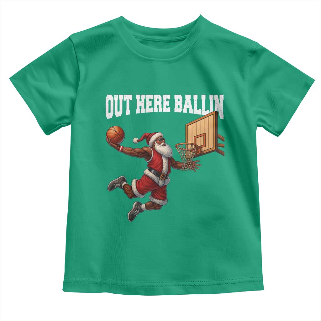 Funny Black Santa Christmas Basketball Toddler T Shirt Out Here Ballin Xmas Santa Sport TS11 Irish Green Print Your Wear