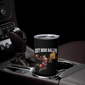 Funny Black Santa Christmas Basketball Tumbler Cup Out Here Ballin Xmas Santa Sport TS11 Print Your Wear