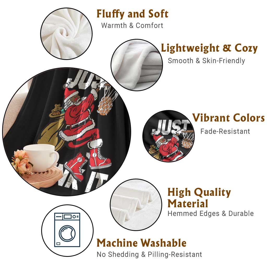 Funny Black Santa Christmas Basketball Throw Blanket Just Dunk It Xmas Sport TS11 Print Your Wear