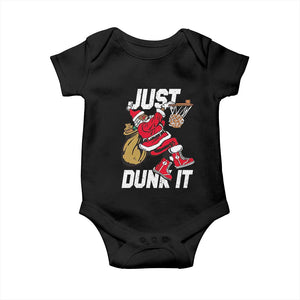 Funny Black Santa Christmas Basketball Baby Onesie Just Dunk It Xmas Sport TS11 Black Print Your Wear
