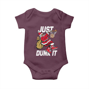 Funny Black Santa Christmas Basketball Baby Onesie Just Dunk It Xmas Sport TS11 Maroon Print Your Wear
