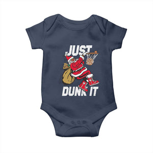 Funny Black Santa Christmas Basketball Baby Onesie Just Dunk It Xmas Sport TS11 Navy Print Your Wear